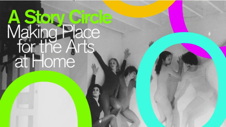 poster of event with a black and white photo of house